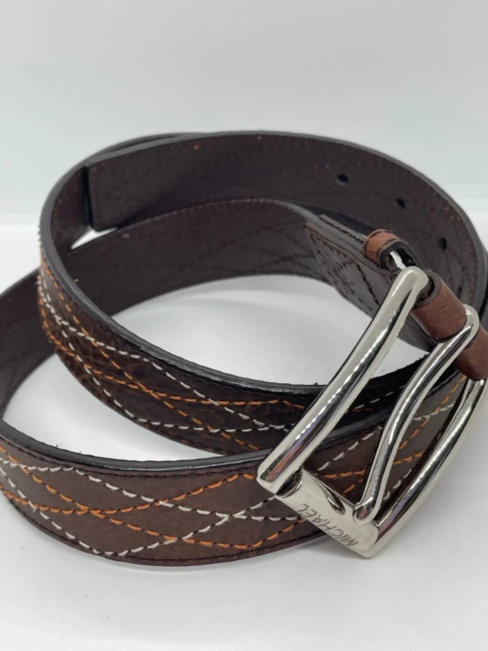 Michael Kors Leather Belt With Stitching Large